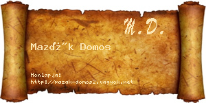 Mazák Domos névjegykártya